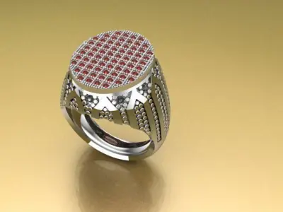 Silver diamond ring 3D print model