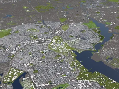 Providence Rhode Island USA 50x50km 3D model