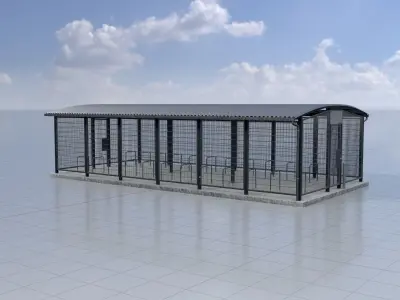 Leezenbox bicycle shelter with foundation Low-poly 3D model