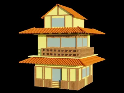 Japanese Style Houses-Anime- very cheap Low-poly 3D model