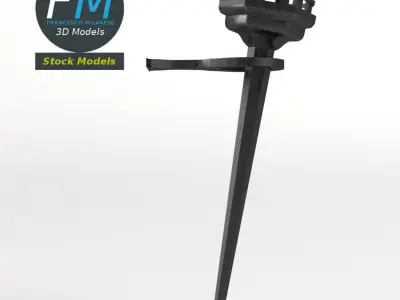Dungeon iron torch Low-poly 3D model