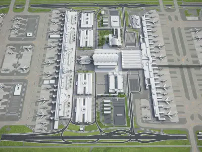 Munich - International Airport - MUC Low-poly 3D model