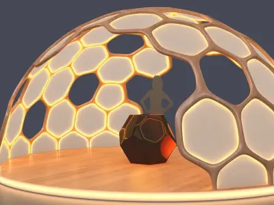 Kiosk hexagonal dome with lights 3D model