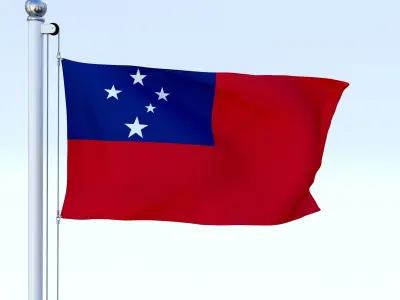 Animated Samoa Flag Low-poly 3D model