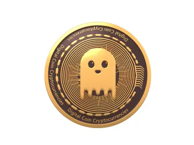 Aave Coin Ghost v2 001 Low-poly 3D model