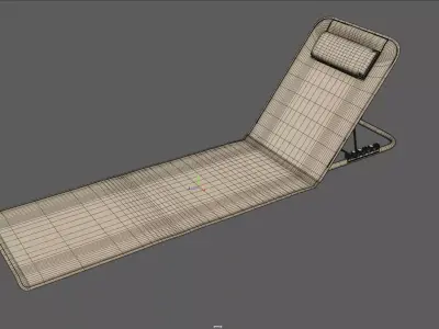 Beach Sun Lounger with Back-Headrest 3D model