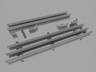 road fence kit A  Low-poly 3D model