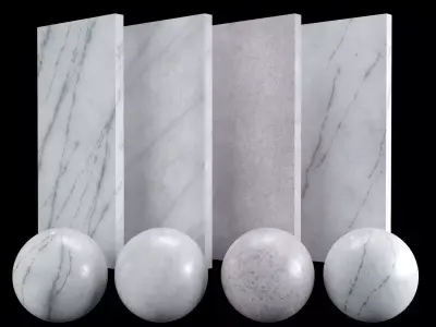 White Carrara 02 Marble Texture PBR Vray Corona 400 x 400 cm Texture