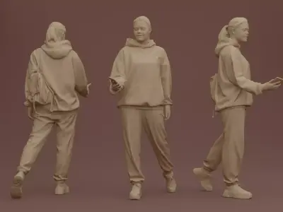 Young Girl Paying for Purchases 3D model