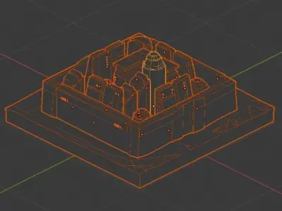 Sci-fi isometric city SET Low-poly 3D model