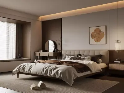 Warm Japandi Master Bedroom 3D model