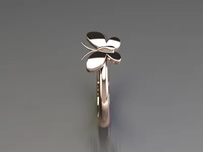 Light Gold Butterfly Jewelry Ring Diamond 3D model