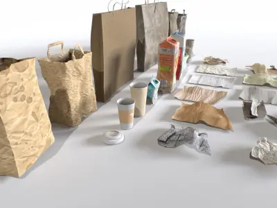 Paper Junk Low-poly 3D model