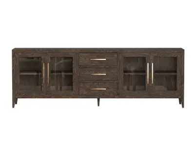 FRENCH CONTEMPORARY GLASS 4-DOOR SIDEBOARD WITH DRAWERS 3D model