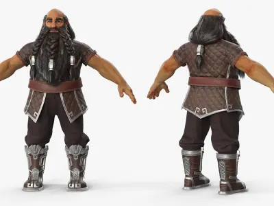  Game Dwarf Character Rigged for Cinema 4D 