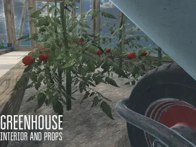 Greenhouse - interior and props Low-poly 3D model