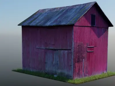 Old Red Barn Low-poly 3D model