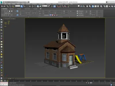 Cartoony Grade School 3D model Low-poly 3D model