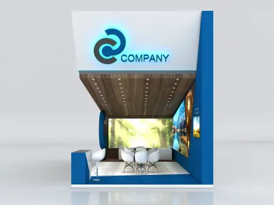 Booth Exhibition Stand Stall 9x4m Height 500 cm 2 Side Open 3D model
