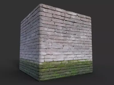 Mossy Painted Brickwall horizontal tile PBR Texture Texture