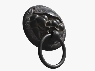Chinese animal head door knocker PBR 3D model