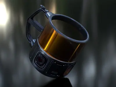 Sci Fi Mug with Camera Low-poly 3D model