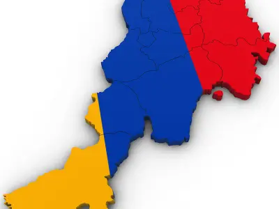 3d Political Map of Armenia 3D model