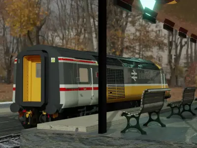 train station with train 3D model