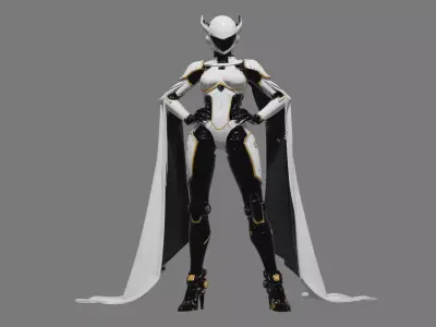 Futuristic Female Android Low-poly 3D model