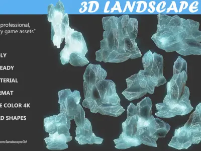Low poly formation ice-texture Low-poly 3D model