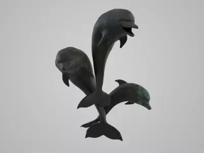 Dolphin statue Low-poly 3D model