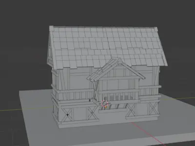 Medieval  house  Low-poly 3D model