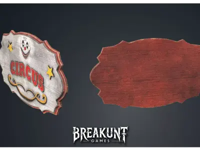 Horror Circus Panel with Wall Panel 1 - 2 assets  Low-poly 3D model