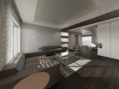 Contemporary Interior Design rendered with Revit 3D model