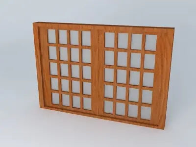 janelaedson wooden door with glass panels Free 3D model