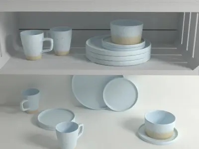 Tableware Collection ceramic dinnerware set - light 3D model