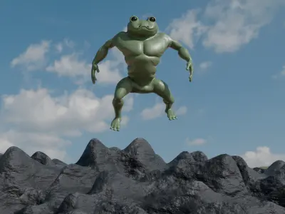 frog man rigged and textured Low-poly 3D model