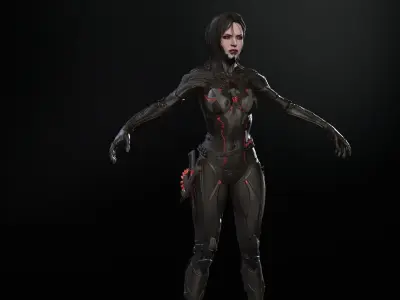 Cyborg assasin Low-poly 3D model