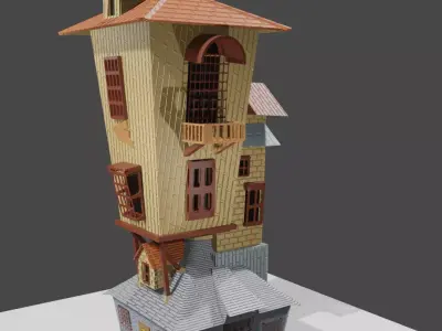 Harry Potter Burrow-Fantasy Building Low-poly 3D model