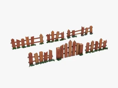 Fence low poly models for games Low-poly 3D model