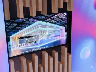 Futuristic Sci-Fi Neon Exhibition Booth 3D Model 3D model