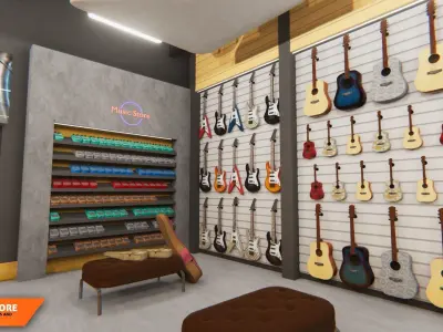 Music store - musical instruments and equipment 3D model