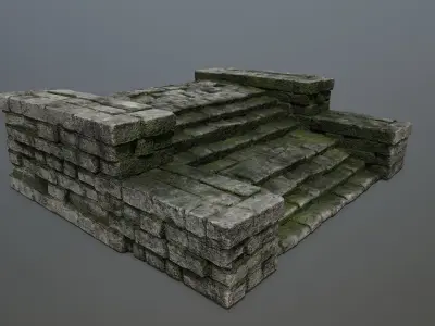 Ruin Stairs Low-poly 3D model