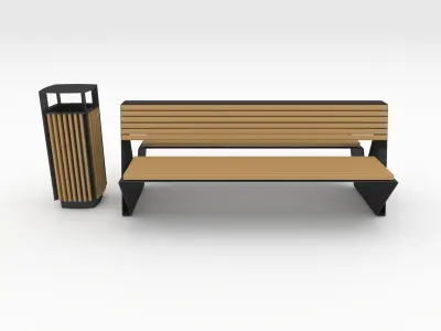 Bench Park 28 Low-poly 3D model