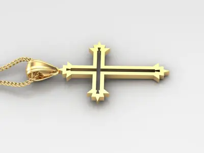 High Cross Pendant Light Gold 18K 4CP060 3D print model