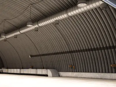 Military Hangar  Low-poly 3D model