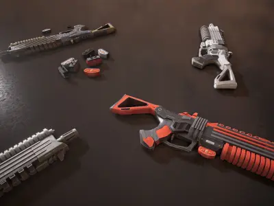 Sci-fi Futuristic Laser Rifle Low-poly 3D model