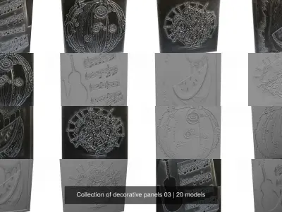 Collection of decorative panels 03 3D Model Pack