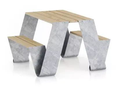 Metal Table-Bench 3D model