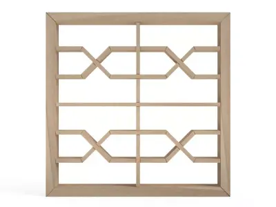 Nawametsunagi wooden window frame with lattice design 3D print model